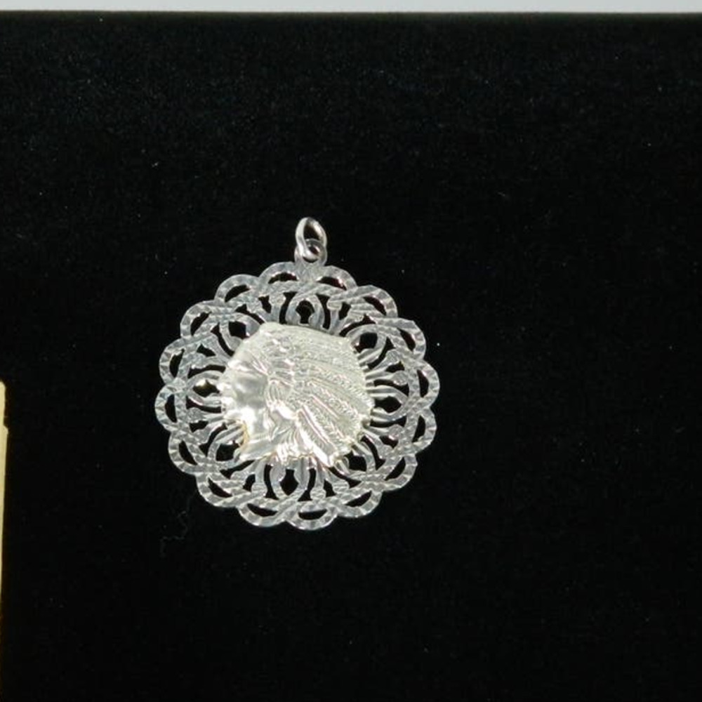 Italy Sterling Pendant Milor American Indian Chief Pendant